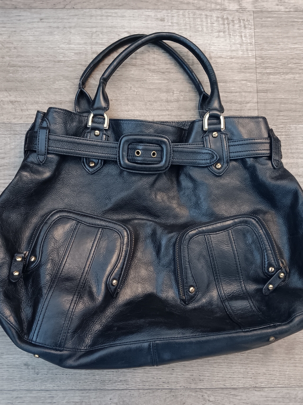 Vintage Cole Haan Black Leather Satchel Shoulder Bag